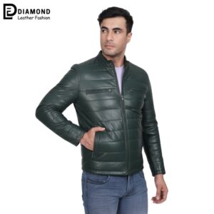 Bomber-Men-Green-Leather-Jacket